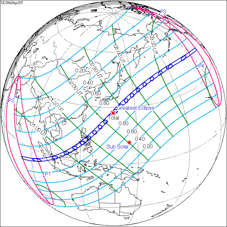 April 20, 2042 solar eclipse path