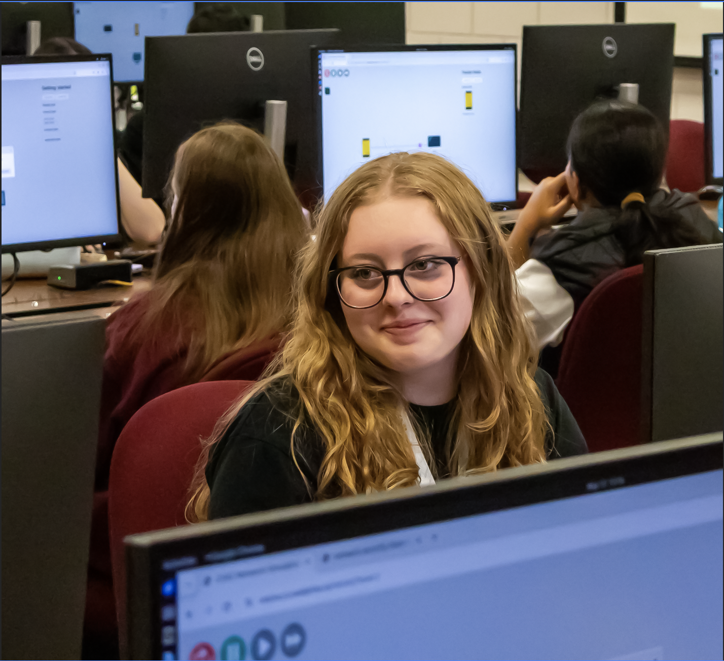 Students working in a computer lab