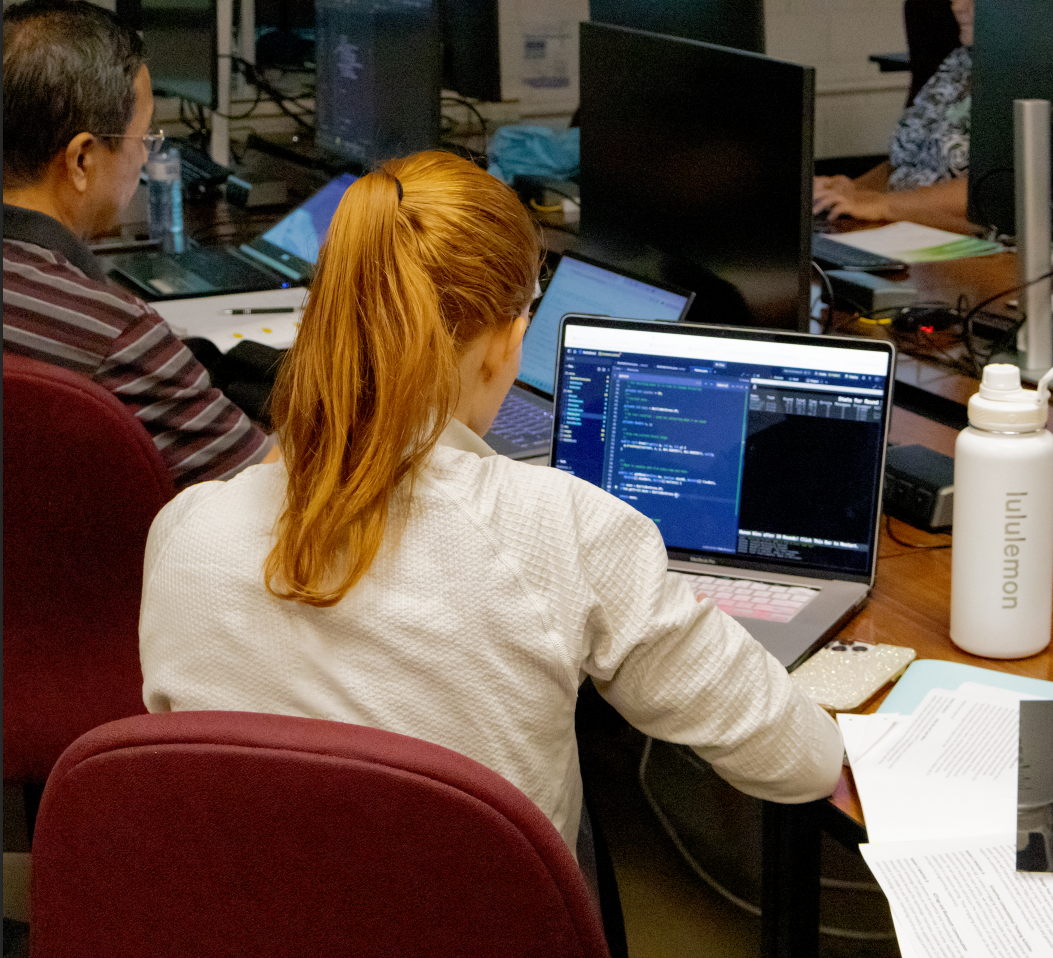 CS educators working in a lab