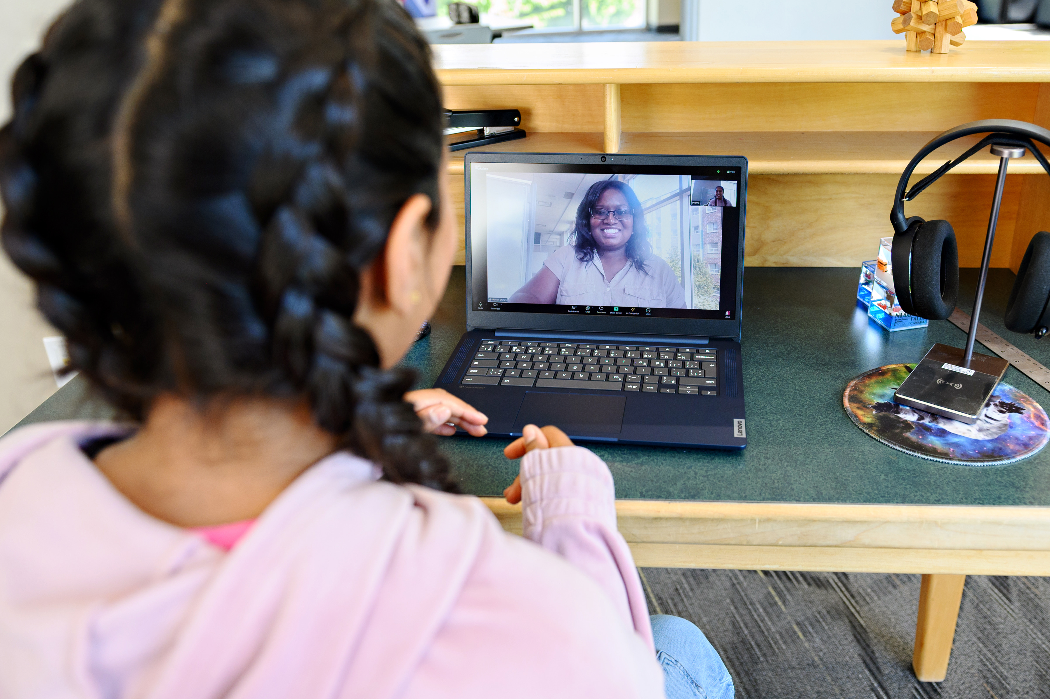 Student attending an online workshop organised by the CEMC