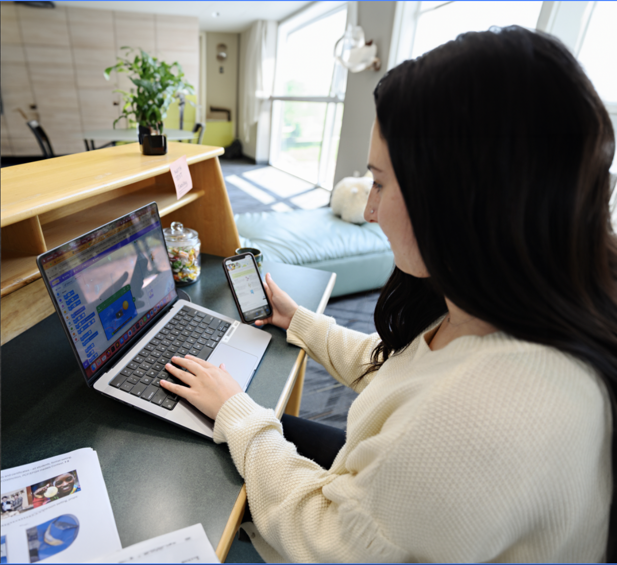 Student working on the laptop