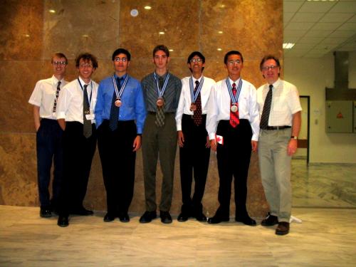 IOI 2004 team from Canada - Graeme Kemkes, Troy Vasiga, Aidin Kashigar, Simon Parent, Vishvajit Singh, Richard Peng, and Gordon Cormack