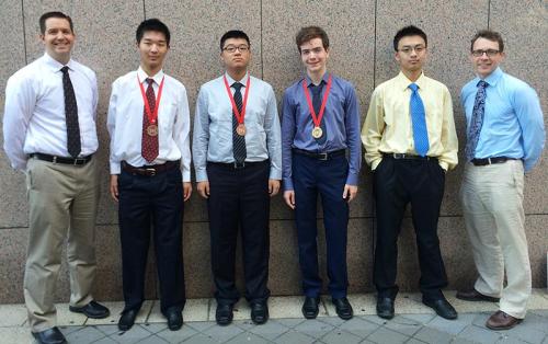 IOI 2014 team from Canada -  J.P. Pretti, Timothy Li, Zihao Zhang, Jacob Jackson, Ben Zhang, and Troy Vasiga