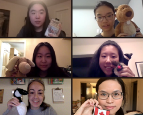 EGOI 2021 Group Photo - From left to right: Row 1: Sophie Xuan, Cindy Zhu Row 2: Nicole Han, Lu Chen Row 3: Sarah Chan, Ava Pun